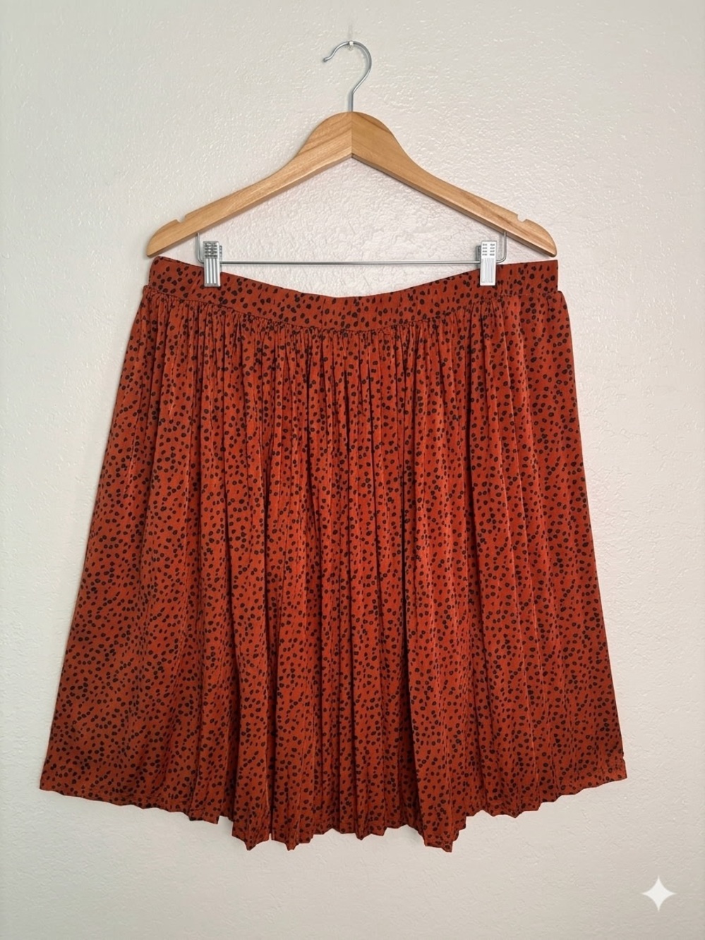 Eloquii Burnt Orange & Black Printed Gathered Waist Skirt